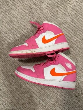 Nike Pink, Orange & White High-Top Sneakers